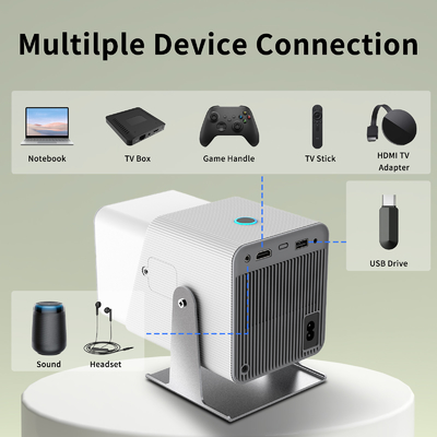 FY360 4K HD Smart LCD Projector High Brightness Home Theater Laser with Android 11.0 BT5.2 Built-in Stereo Sound and US Plug