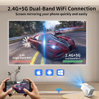 FY360 4K HD Smart LCD Projector High Brightness Home Theater Laser with Android 11.0 BT5.2 Built-in Stereo Sound and US Plug