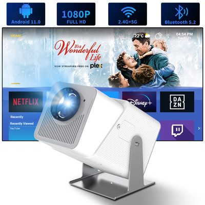 FY360 4K HD Smart LCD Projector High Brightness Home Theater Laser with Android 11.0 BT5.2 Built-in Stereo Sound and US Plug