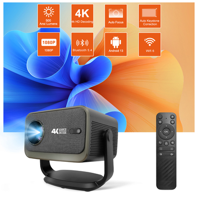 Flyin Projector P20 Plus Android 13 500Lumens High Resolution 4K Android 13 2gb 16gb LED P20 Plus Wifi6 Smart Home Theater LCD Projector