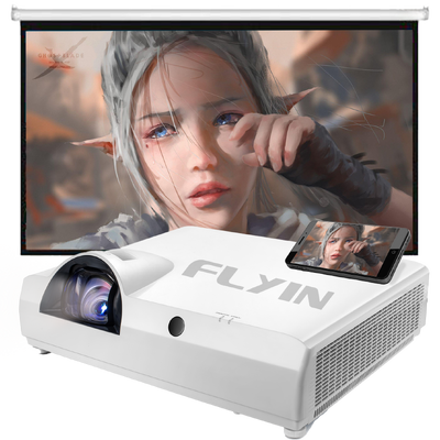 Flyin-C90SW+ 4200  Lumens WXGA 3LCD Laser Short throw Projector Built-in Android 5000000:1 Contrast for Education Business